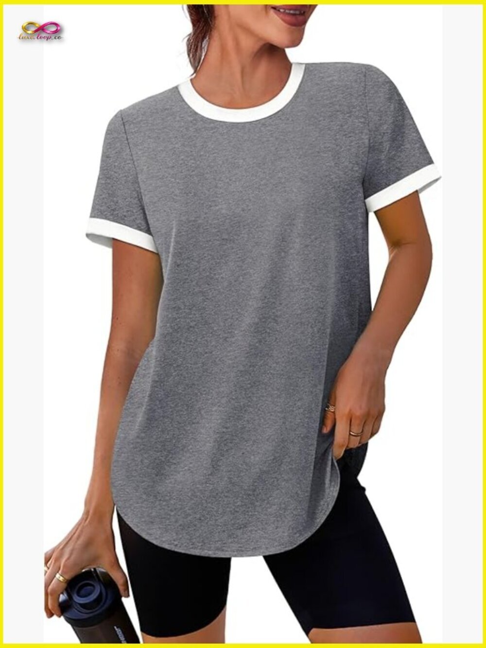 Athletic Color Block T-Shirt Loose Fit Workout Top UPF 50+ Sun Protection